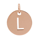 Initial Disc Charm — Initial L, 14k Rose Gold