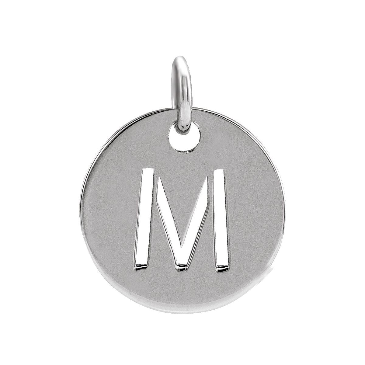 Initial Disc Charm — Initial M, 14k White Gold