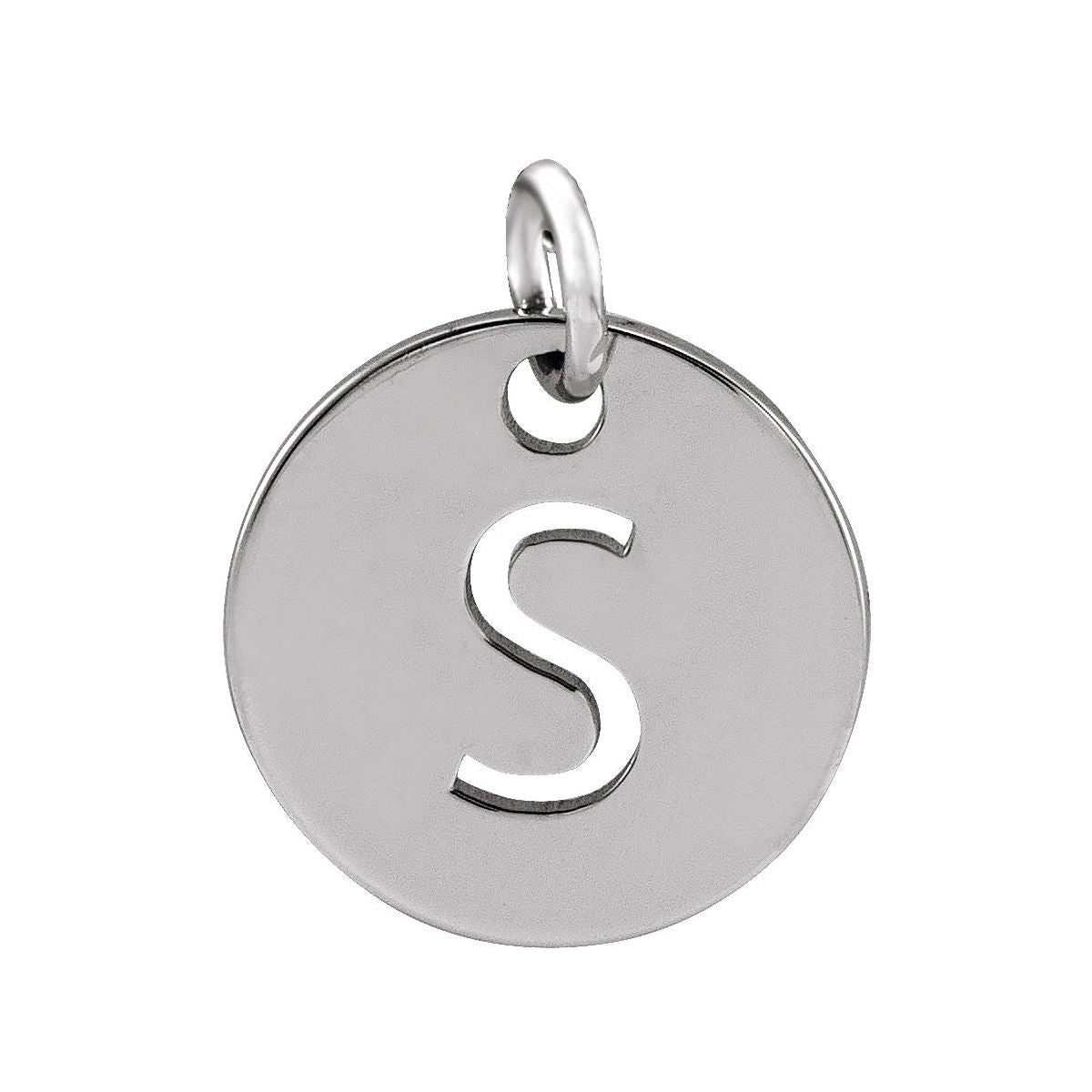 Initial Disc Charm — Initial S, 14k White Gold