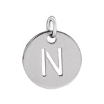 Initial Disc Charm — Initial N, 14k White Gold