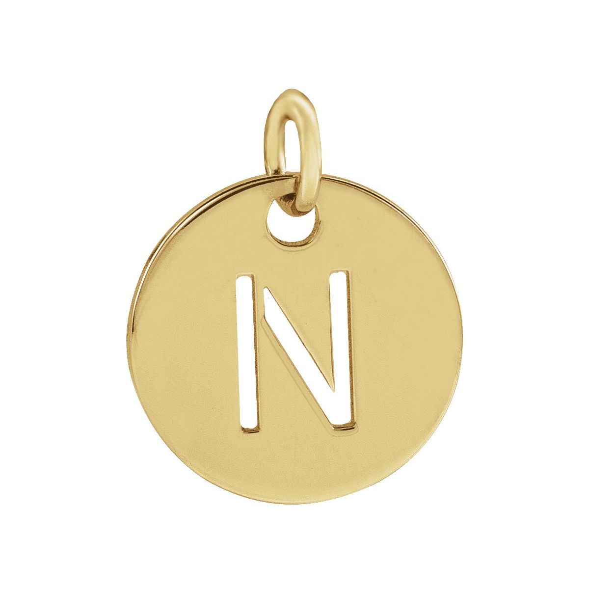 Initial Disc Charm — Initial N, 14k Yellow Gold