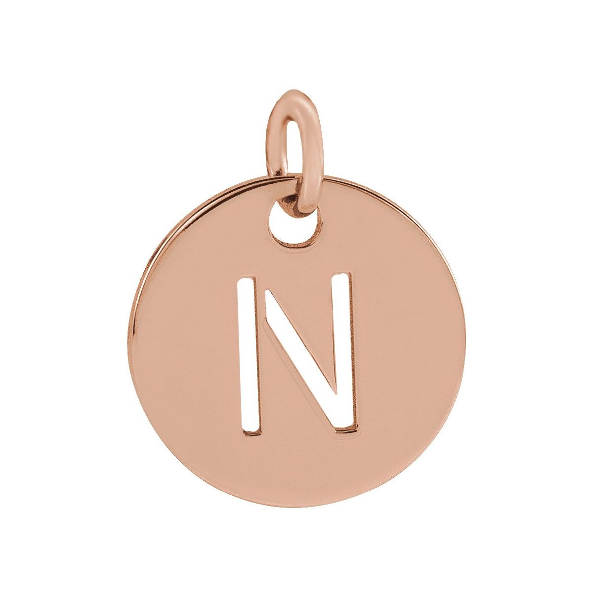 Initial Disc Charm — Initial N, 14k Rose Gold