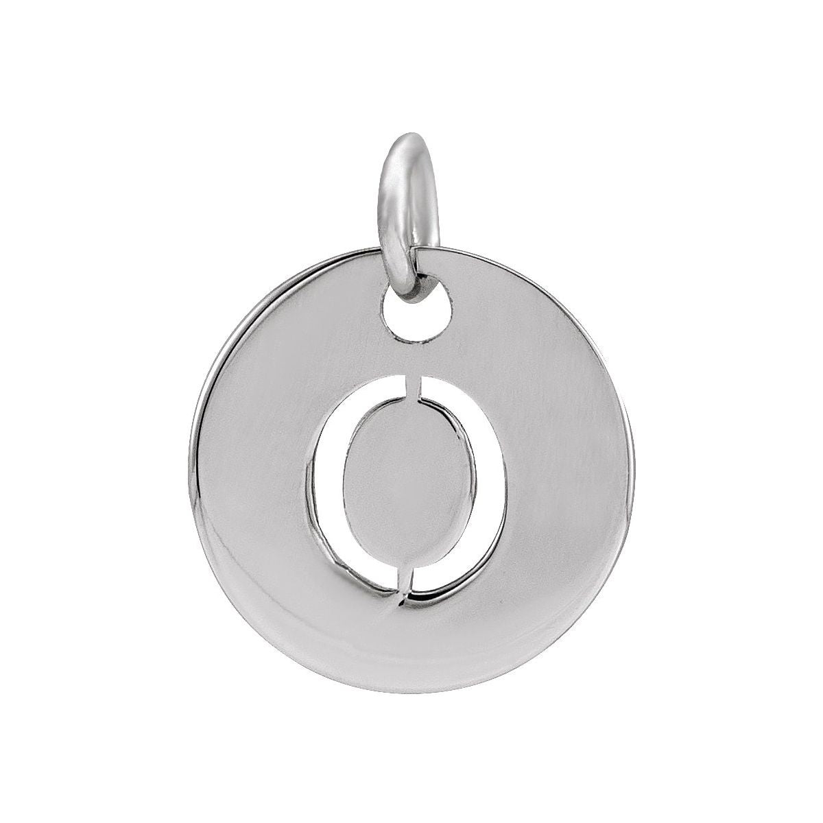 Initial Disc Charm — Initial O, 14k White Gold