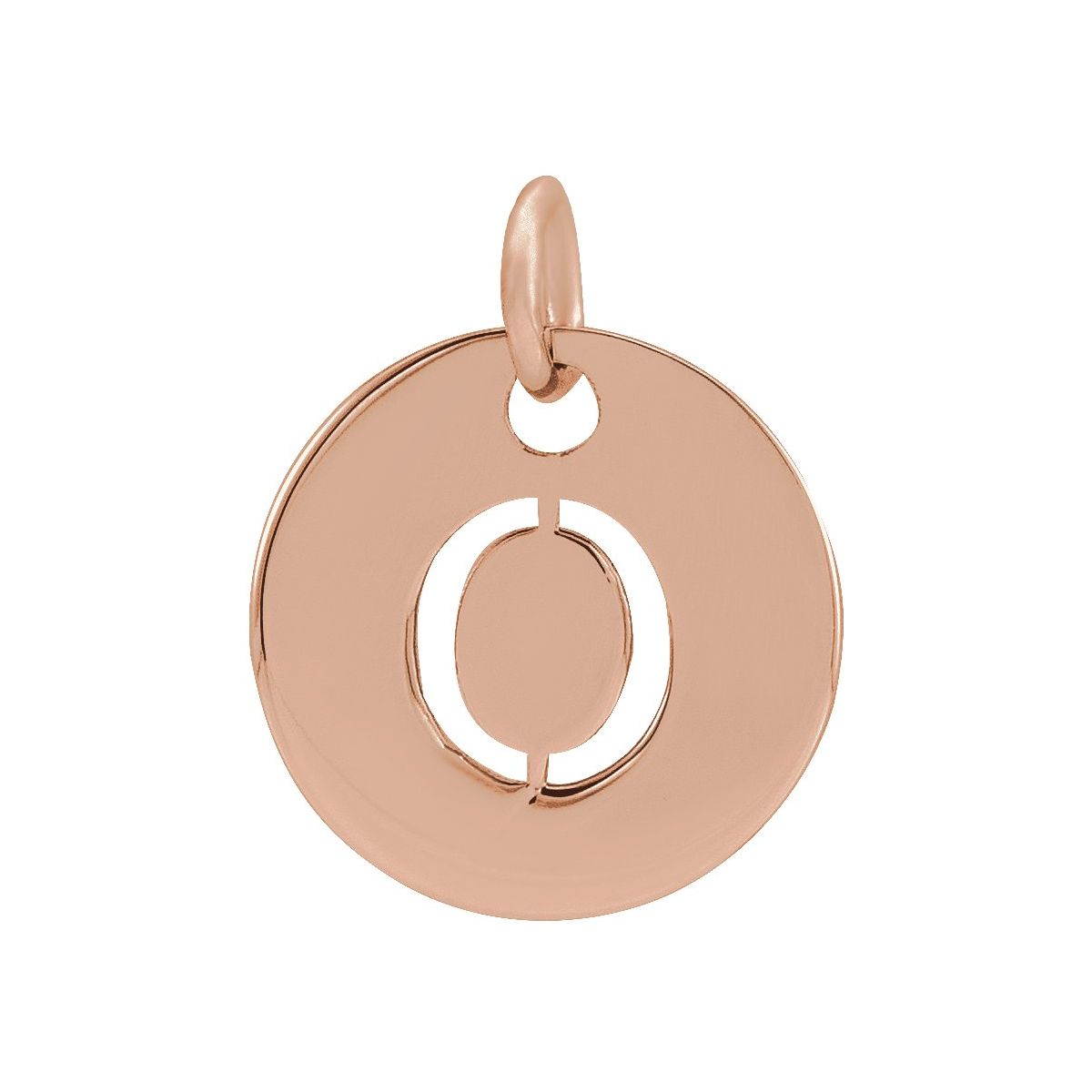 Initial Disc Charm — Initial O, 14k Rose Gold