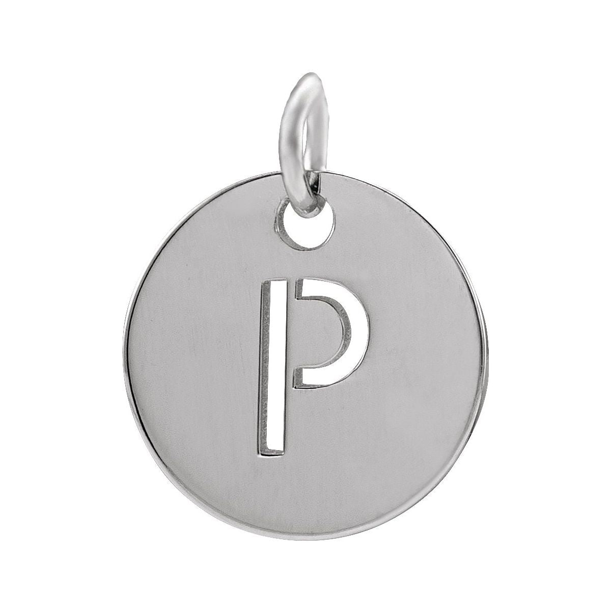 Initial Disc Charm — Initial P, 14k White Gold