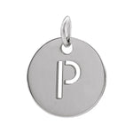 Initial Disc Charm — Initial P, 14k White Gold