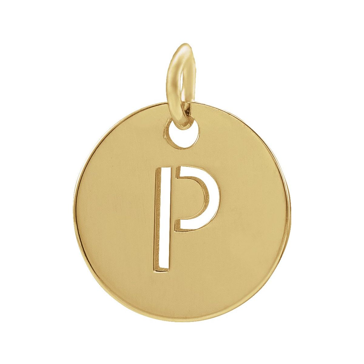 Initial Disc Charm — Initial P, 14k Yellow Gold