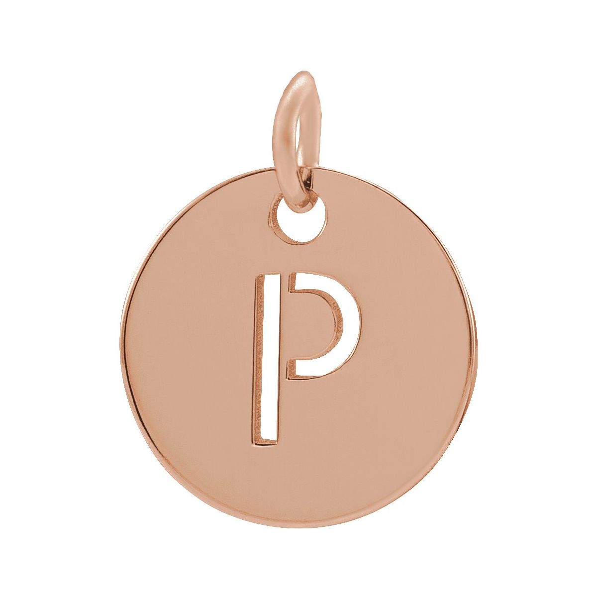 Initial Disc Charm — Initial P, 14k Rose Gold
