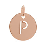 Initial Disc Charm — Initial P, 14k Rose Gold