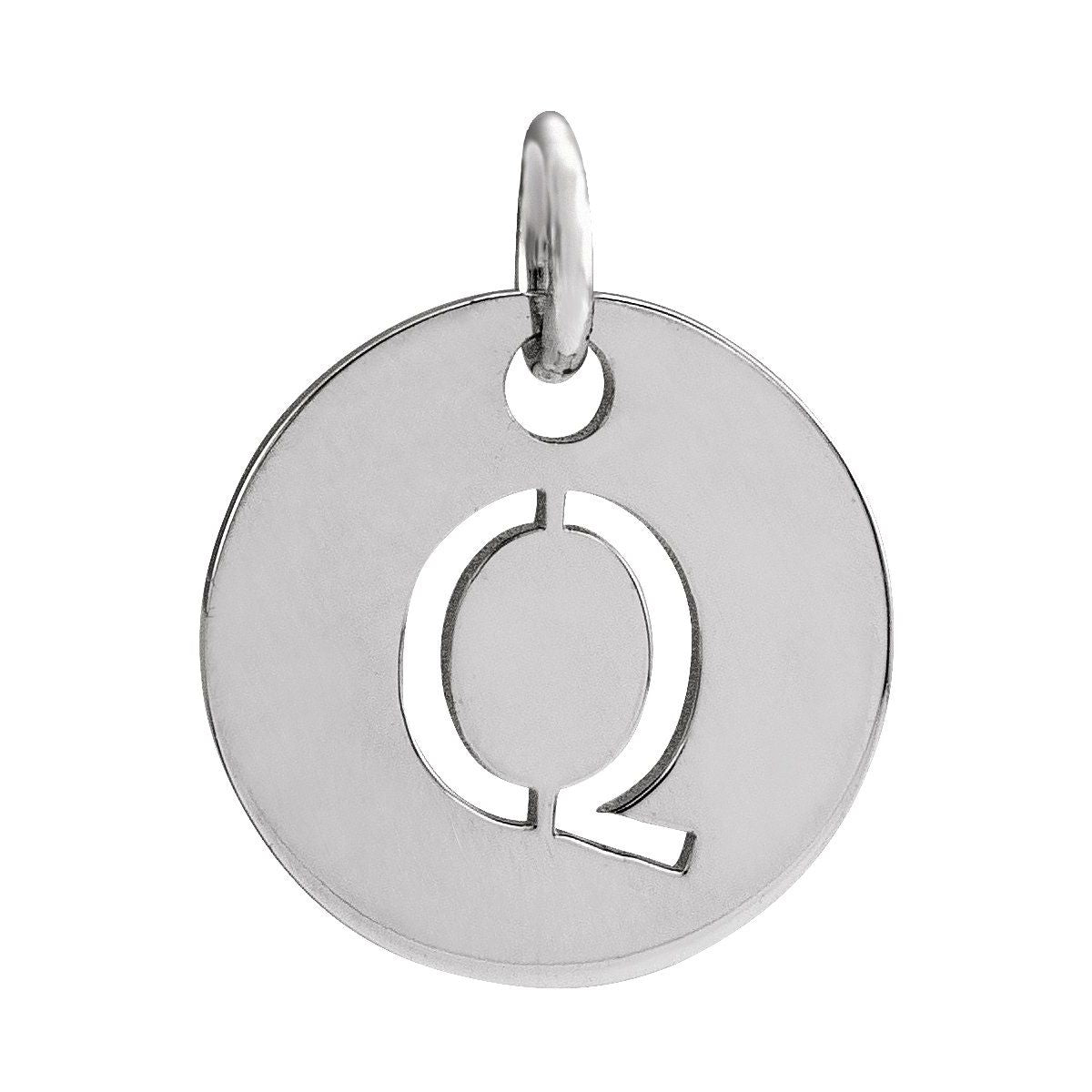 Initial Disc Charm — Initial Q, 14k White Gold