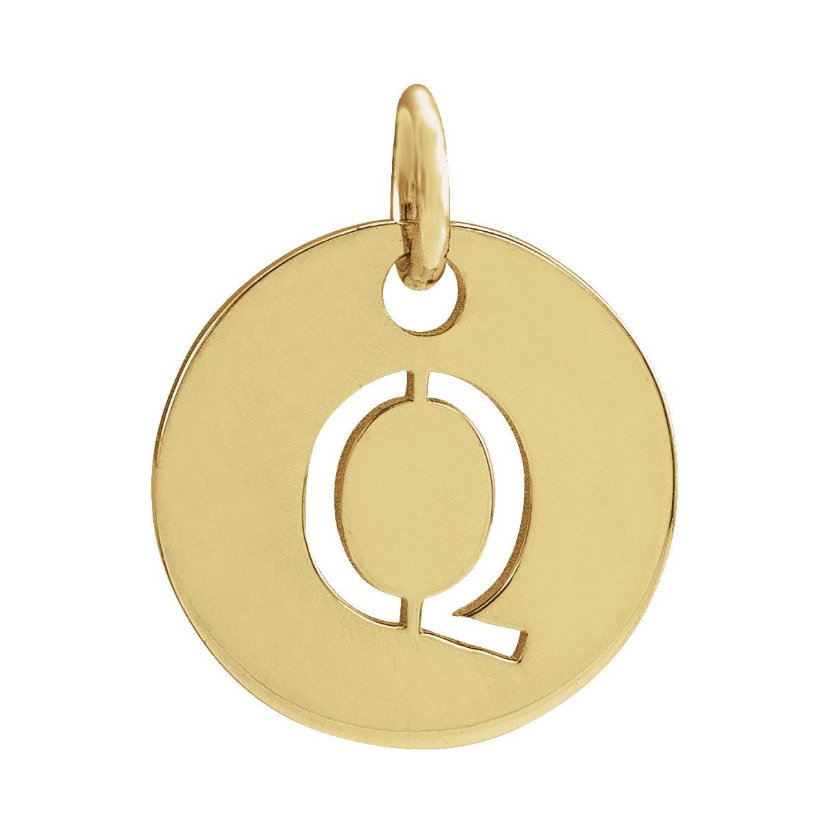 Initial Disc Charm — Initial Q, 14k Yellow Gold