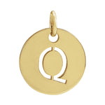 Initial Disc Charm — Initial Q, 14k Yellow Gold