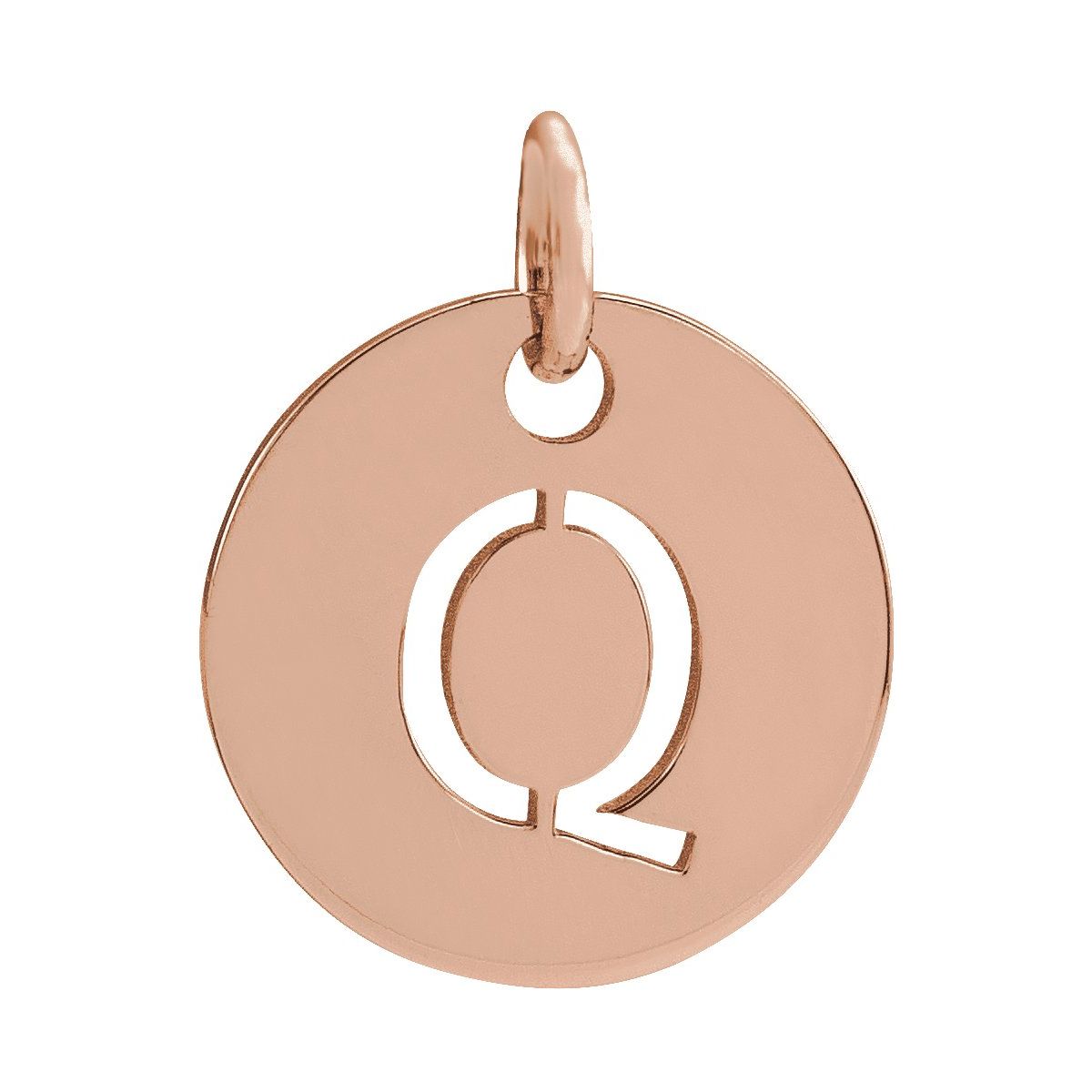 Initial Disc Charm — Initial Q, 14k Rose Gold