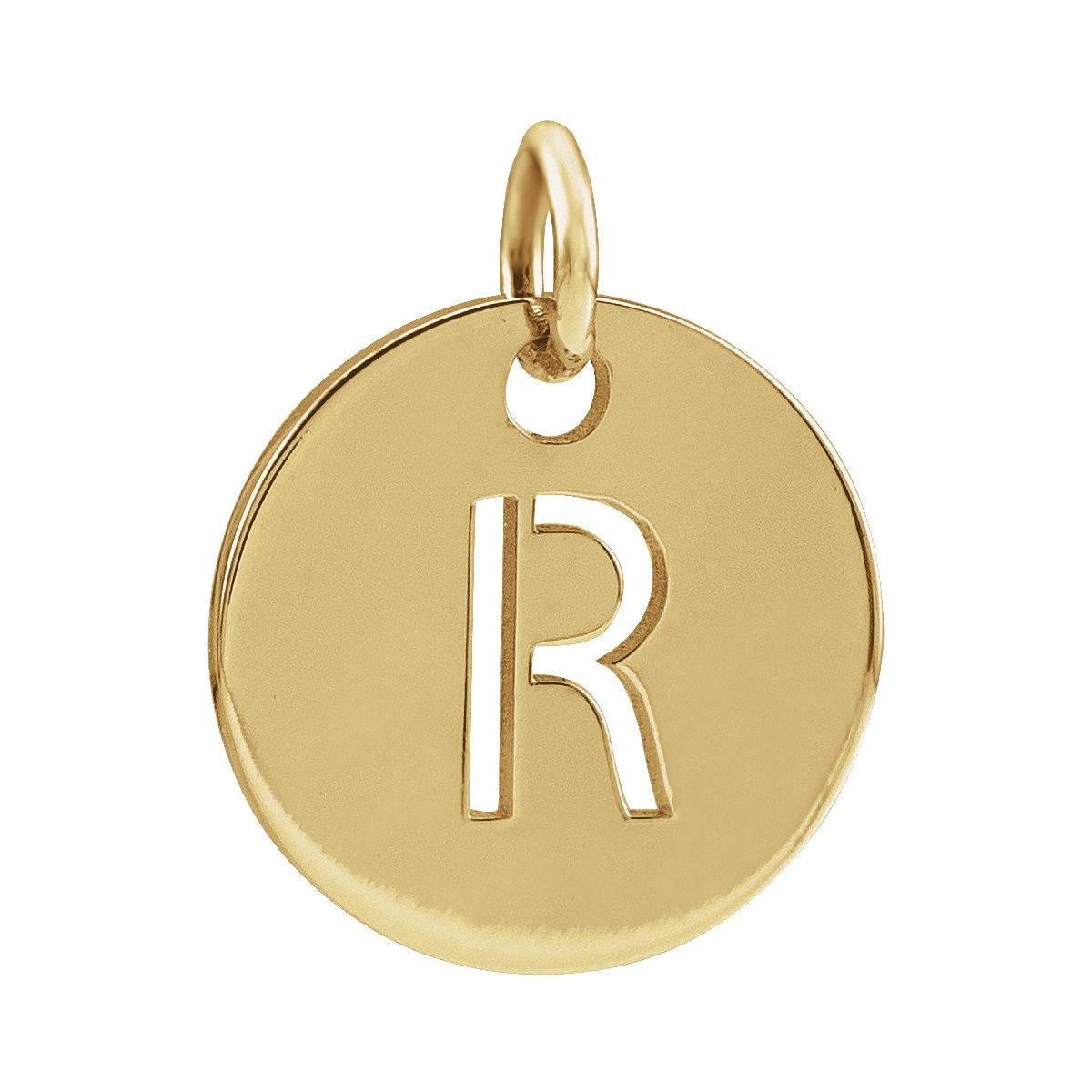 Initial Disc Charm — Initial R, 14k Yellow Gold