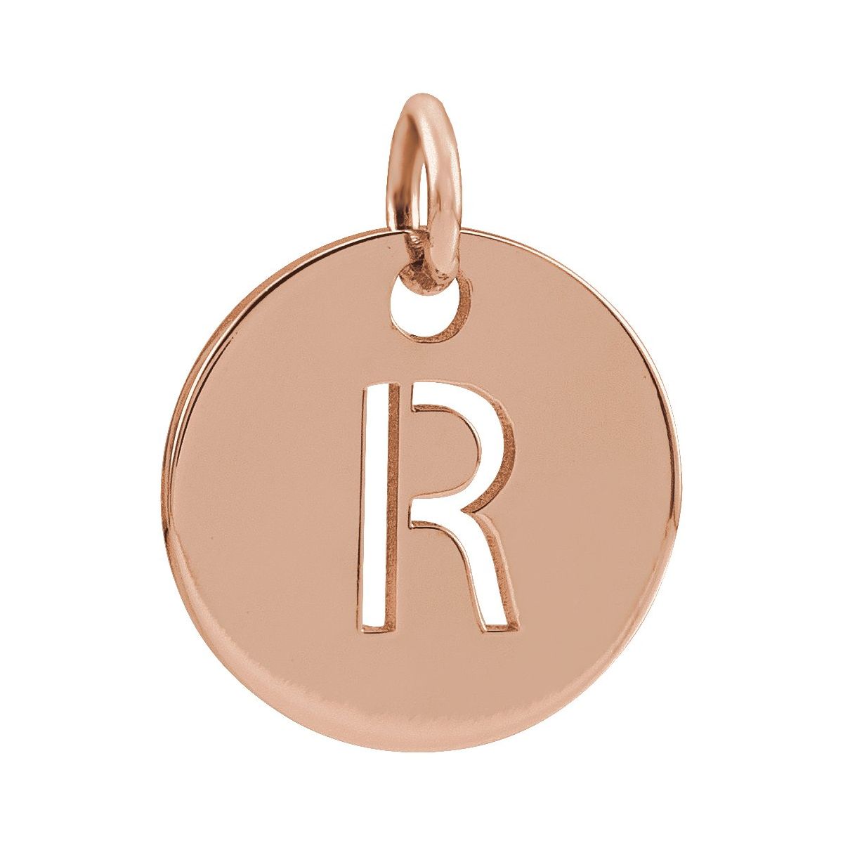 Initial Disc Charm — Initial R, 14k Rose Gold
