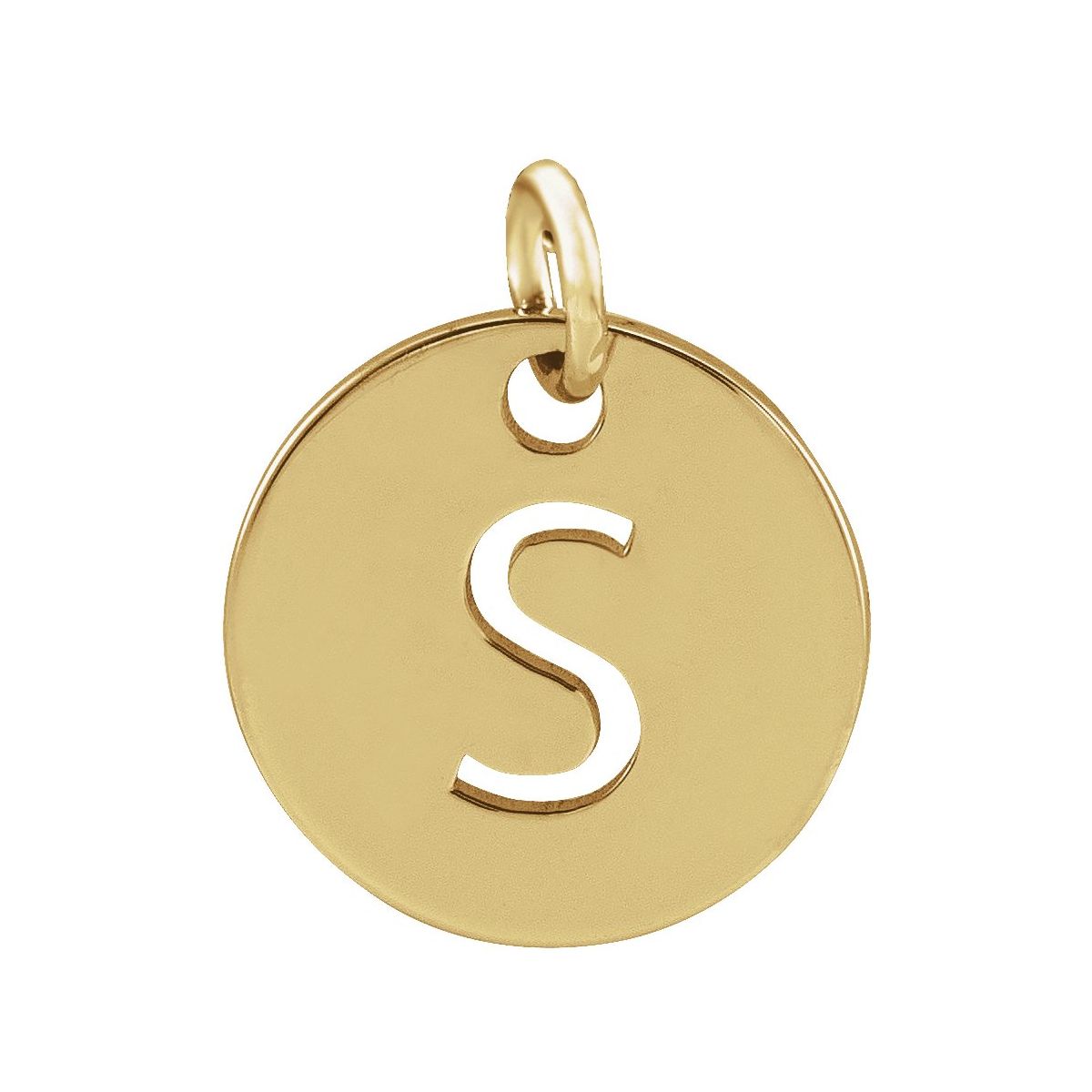 Initial Disc Charm — Initial S, 14k Yellow Gold