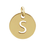 Initial Disc Charm — Initial S, 14k Yellow Gold