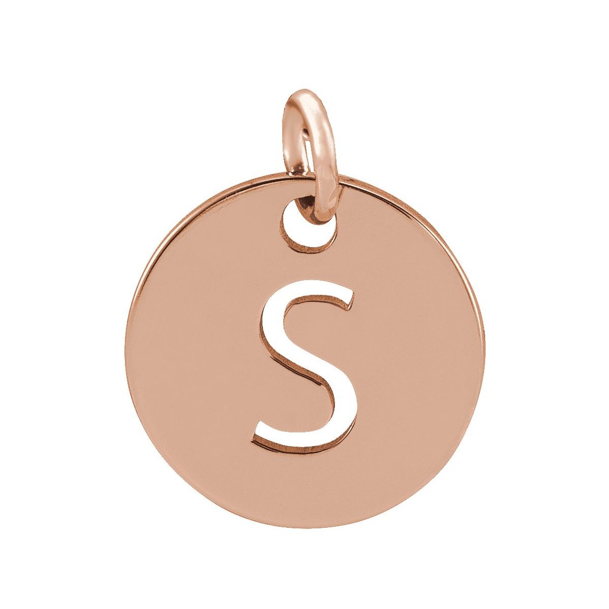 Initial Disc Charm — Initial S, 14k Rose Gold