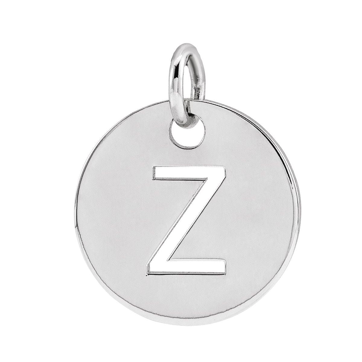 Initial Disc Charm — Initial Z, 14k White Gold