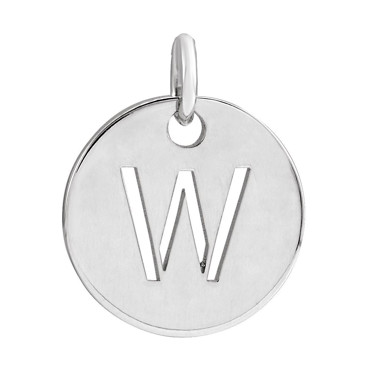 Initial Disc Charm — Initial W, 14k White Gold