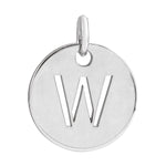 Initial Disc Charm — Initial W, 14k White Gold