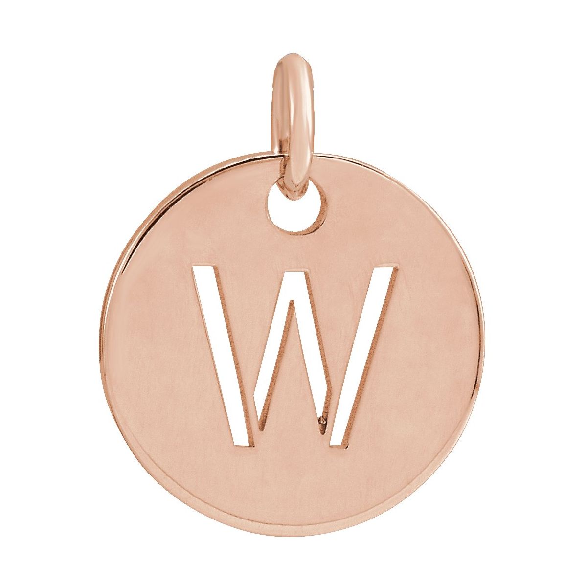 Initial Disc Charm — Initial W, 14k Rose Gold