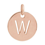 Initial Disc Charm — Initial W, 14k Rose Gold