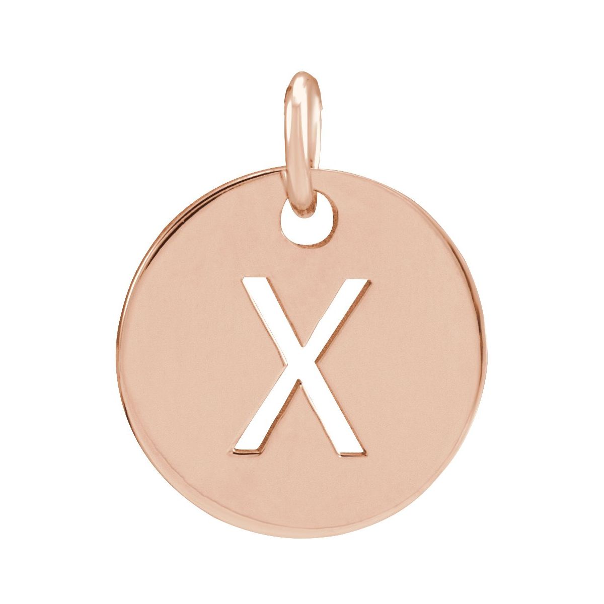 Initial Disc Charm — Initial X, 14k Rose Gold