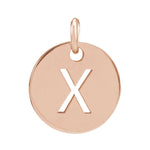 Initial Disc Charm — Initial X, 14k Rose Gold
