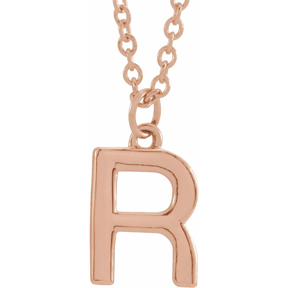 Initial Pendant Necklace — Initial R, 14k Rose Gold
