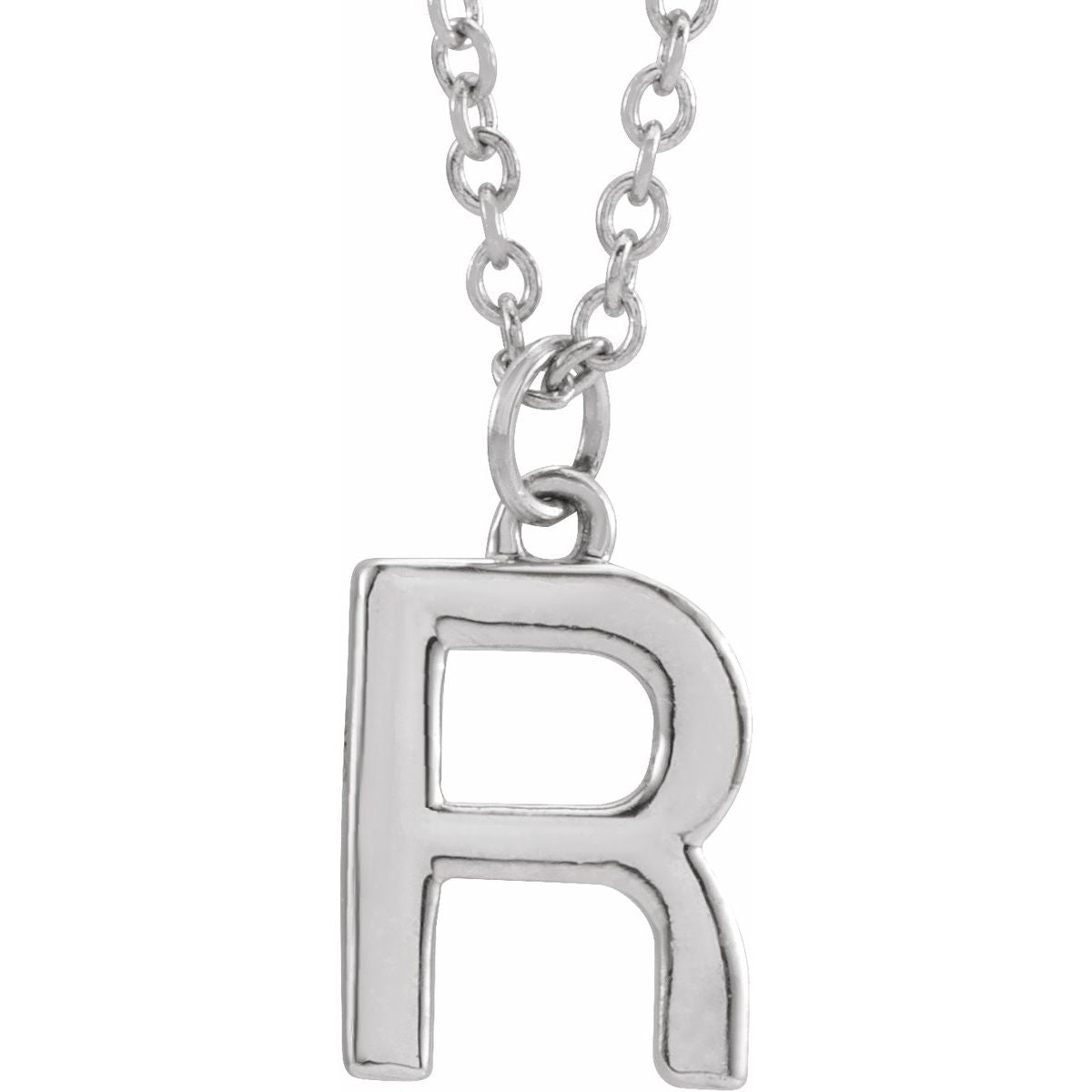 Initial Pendant Necklace — Initial R, 14k White Gold