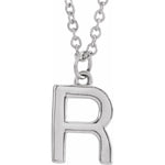 Initial Pendant Necklace — Initial R, 14k White Gold