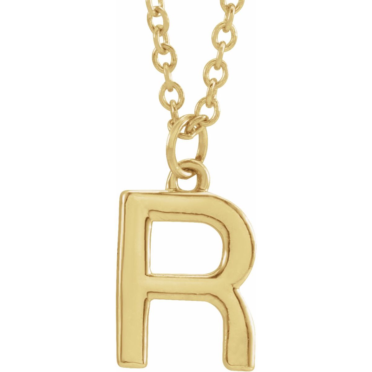 Initial Pendant Necklace — Initial R, 14k Yellow Gold