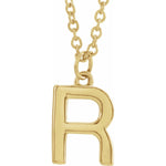 Initial Pendant Necklace — Initial R, 14k Yellow Gold