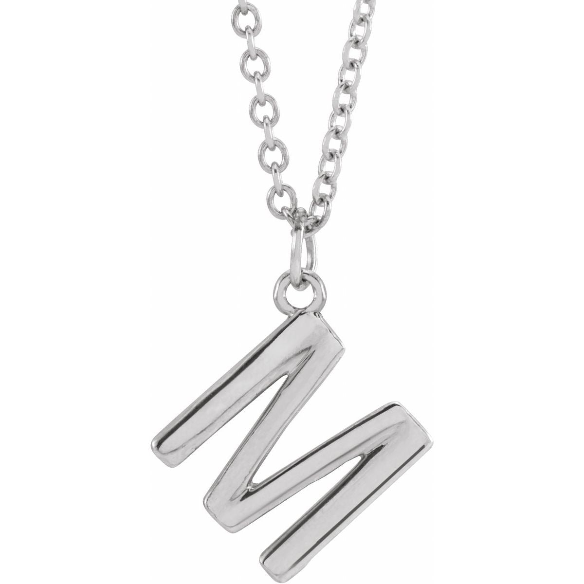 Initial Pendant Necklace — Initial M, 14k White Gold