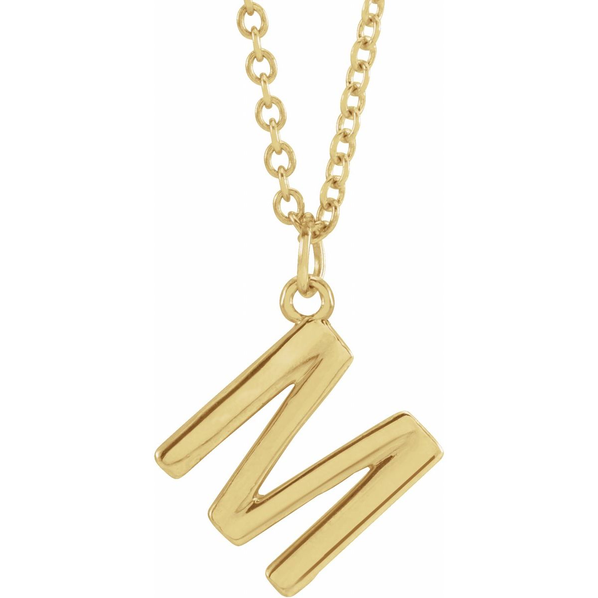 Initial Pendant Necklace — Initial M, 14k Yellow Gold
