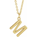 Initial Pendant Necklace — Initial M, 14k Yellow Gold