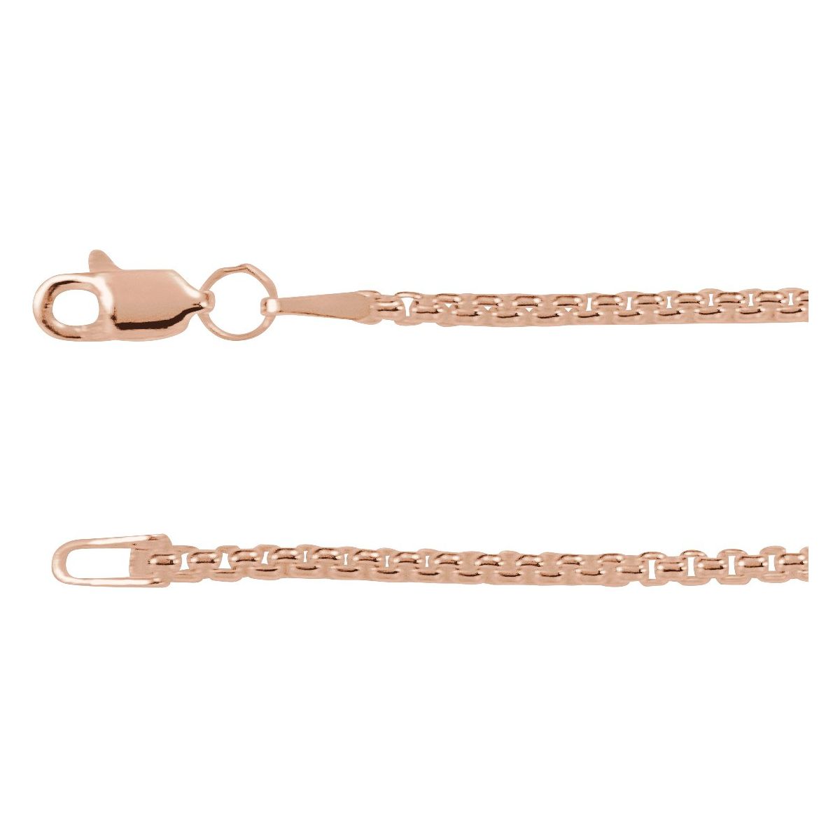 1.8 mm Rounded Box Chain in 14k Rose Gold