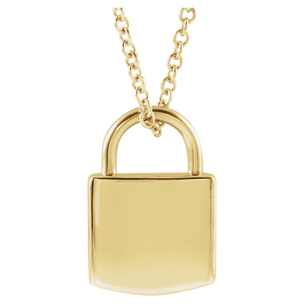Love Lock Necklace — Lock Size 8.5 x 5.5 mm, 14k Yellow Gold