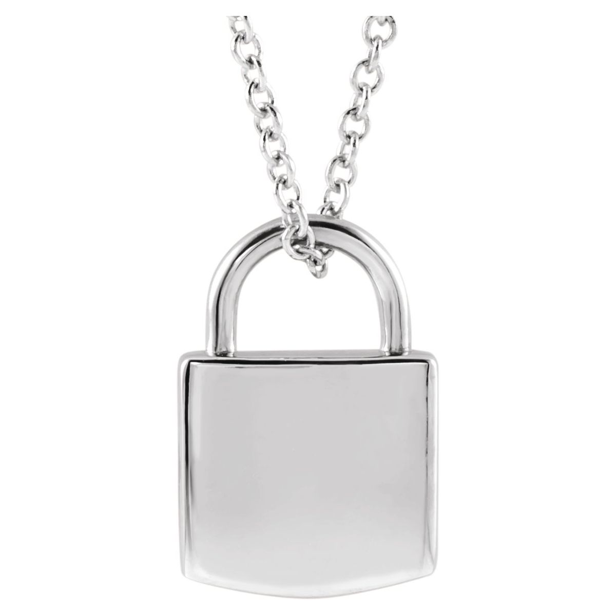 Love Lock Necklace — Lock Size 8.5 x 5.5 mm, 14k White Gold