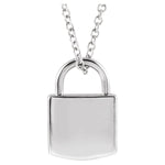 Love Lock Necklace — Lock Size 8.5 x 5.5 mm, 14k White Gold
