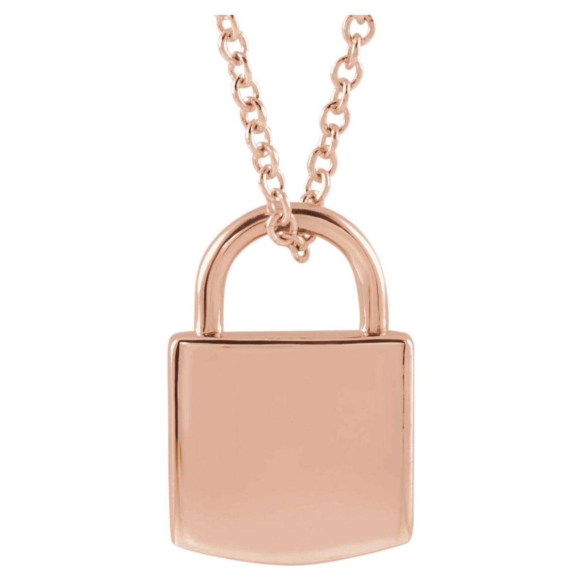 Love Lock Necklace — Lock Size 8.5 x 5.5 mm, 14k Rose Gold