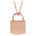 Love Lock Necklace — Lock Size 8.5 x 5.5 mm, 14k Rose Gold