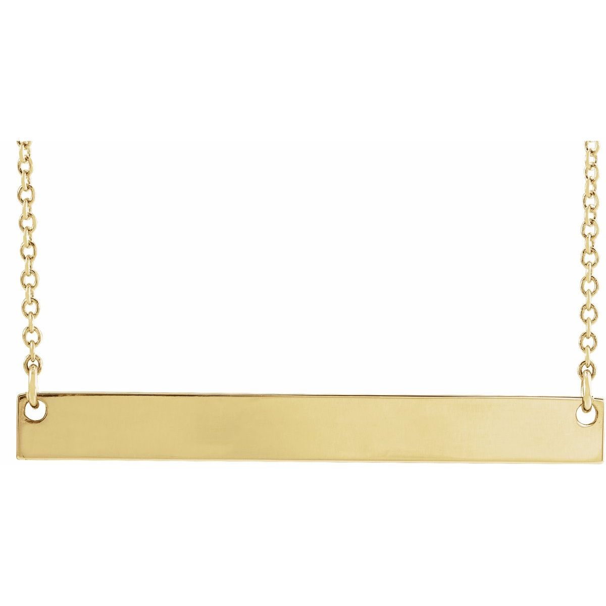 Engraved Bar Necklace — Bar Size 26 x 3.5 mm, 14k Yellow Gold