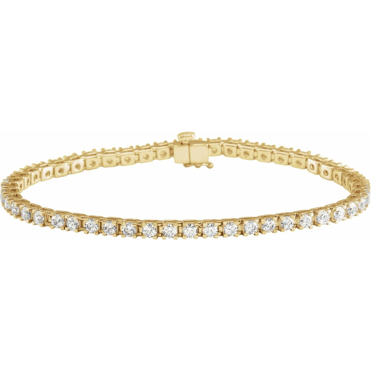 Diamond Line Bracelet — 4 carats total weight, 14k Yellow Gold
