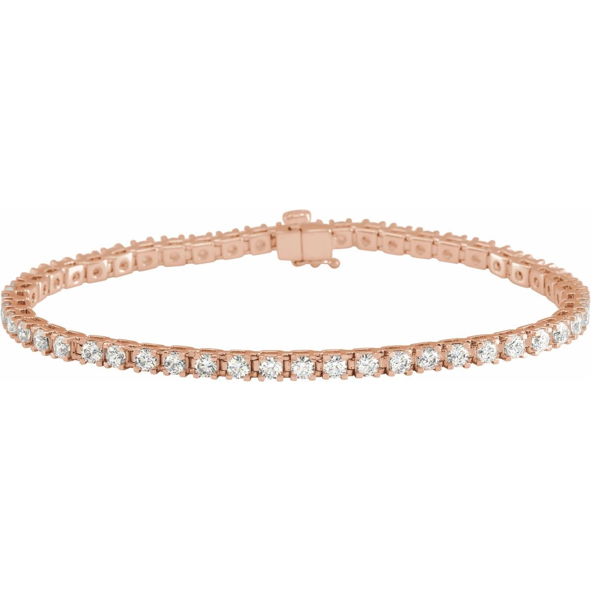 Diamond Line Bracelet — 3 carats total weight, 14k Rose Gold