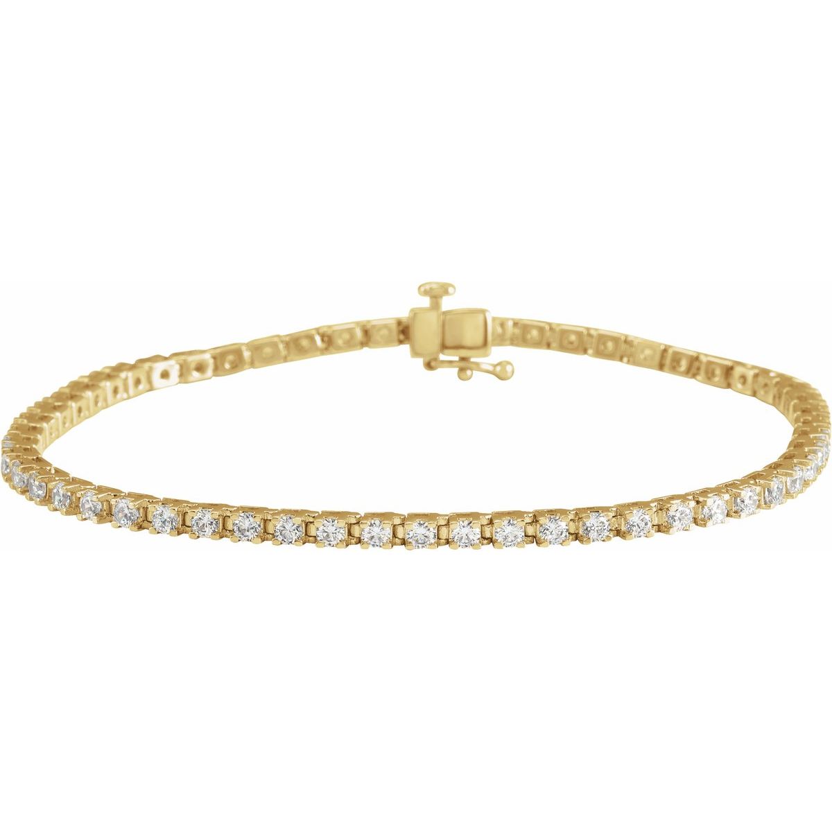 Diamond Line Bracelet — 3 carats total weight, 14k Yellow Gold