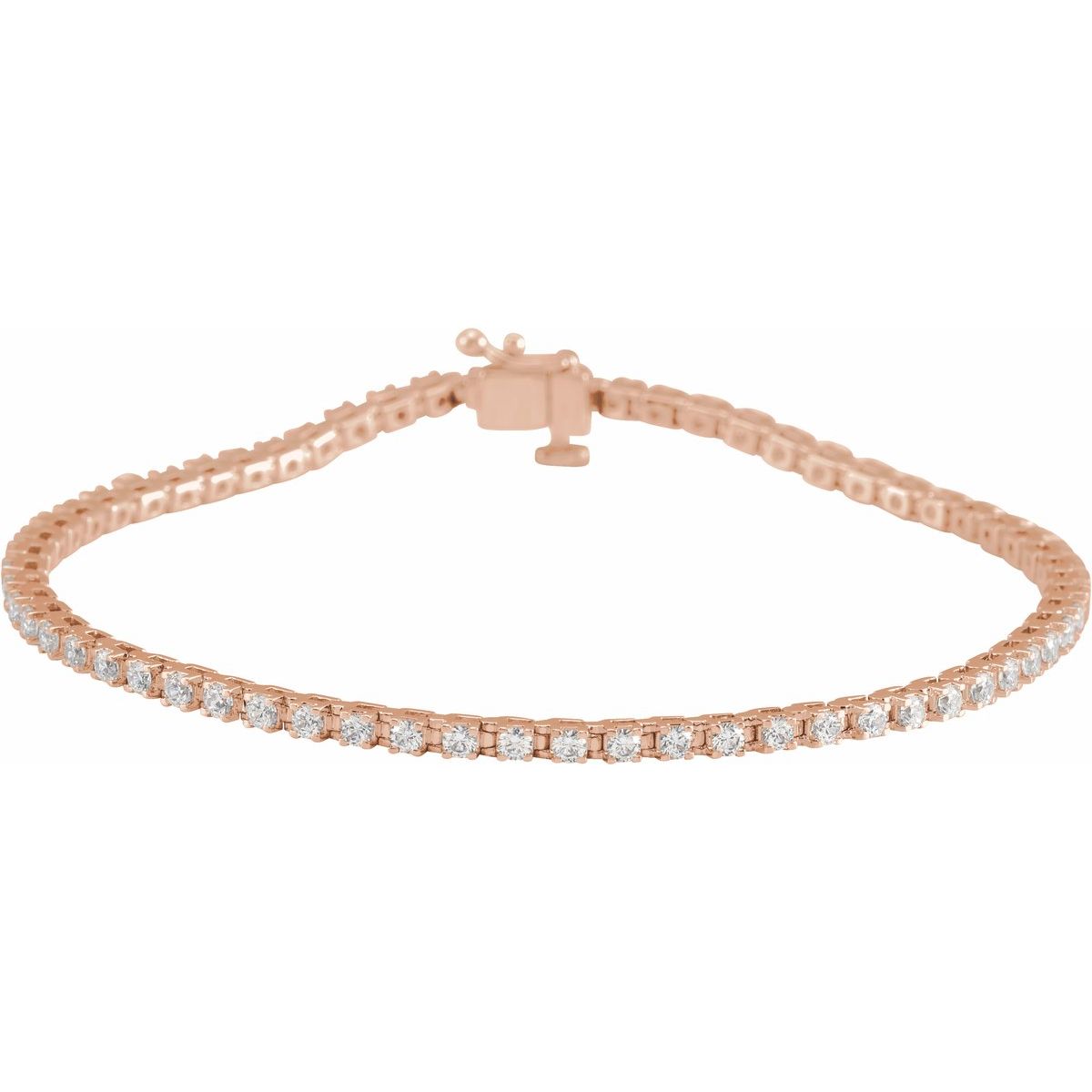 Diamond Line Bracelet — 2 carats total weight, 14k Rose Gold