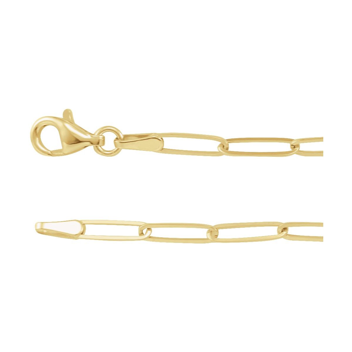 2.6 mm Paperclip-Style Chain in 14k Yellow Gold
