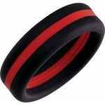 Silicone Comfort-Fit Band, Black With Red Stripe
